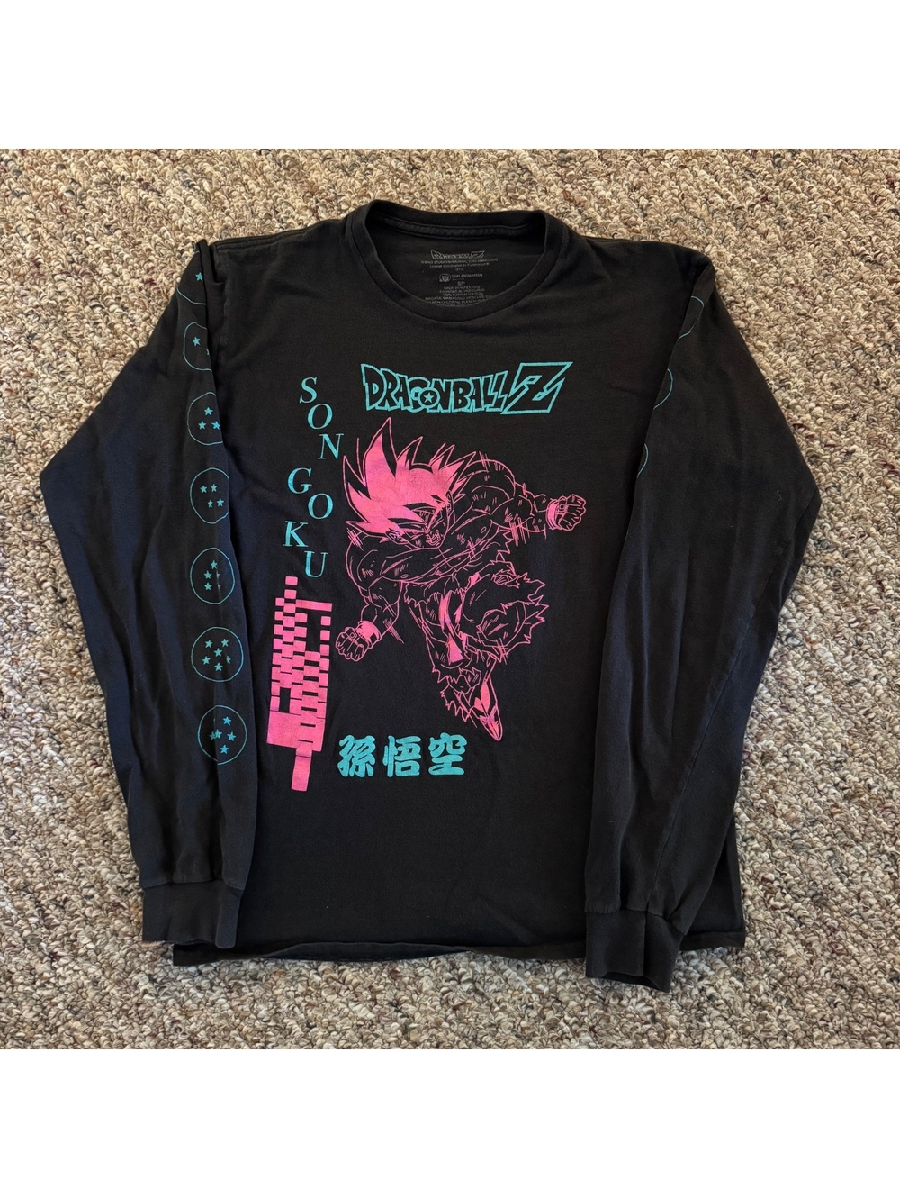 Dragon Ball Z Son Goku Long Sleeve Graphic T-Shirt Size Small